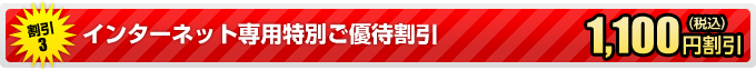 インターネット専用特別ご優待割引 1,000円+消費税割引