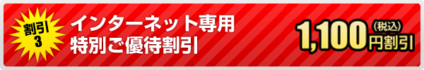 割引3 インターネット専用特別ご優待割引 1,100円（税込）割引